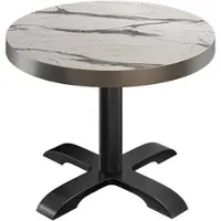 GGM Möbel BSD | Bistro Tisch | Ø 60 x 77 cm | Rund | Edelstahl Rand | | Weiß Marmor / Schwarz