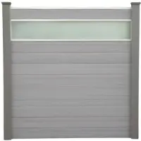 Hardin 1fachgut WPC-Sichtschutzzaun CAMILA - mit Glasdesign 1x Zaunelement + 2x Pfosten - Hellgrau