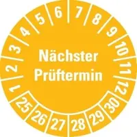 Dreifke Prüfplakette Nächster Prüftermin 25-30, gelb, Schachbrettfolie, Ø 30mm, 18 Stk.