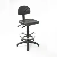 Proregal Arbeitsstuhl Arlington, kleiner Rückenlehne, Sitzneigeverstellung, Sitzhöhe 51-70cm, Polyurethane-Sitz, Kunststoff-Fußkreuz, Fußring, Gleiter