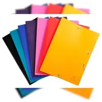 Exacompta 559000E 60x Sammelmappe mit Gummizug und 3 Klappen, aus PP 400μ, Eco, blickdicht, für Format DIN A4 - Farben sortiert