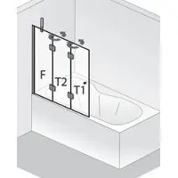 Hsk teilgerahmt Badewannenaufsatz 3-teilig „Aperto“ 3-teilig Glas Mattglas, Profile Schwarz-matt, B: 1140 mm H: 1500 mm