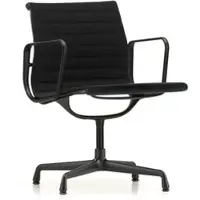 Vitra - EA 103 Stuhl beschichtet tiefschwarz mit Armlehnen, Hopsack nero (Filzgleiter)