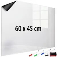 INFACTORY Magnetische Whiteboard-Folie, selbstklebend, 4 Marker, 60 x 45 cm