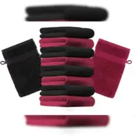Betz 10 Stück Waschhandschuhe PREMIUM 100% Baumwolle Waschlappen Set 16x21 cm Farbe dunkelrot und schwarz