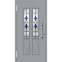 Haustuerenland.de Aluminium Landhaustür "IRMA" 78 mm RC2 Fenstergrau RAL 7040 beidseitig außen öffnend DIN links