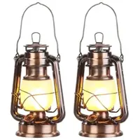 Lunartec 2er-Set LED-Sturmlaternen mit Flammen-Effekt; 25 cm Höhe; bronzefarben