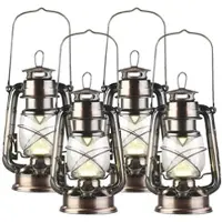 Lunartec 4er-Set Helle LED-Sturmlampen, Batterie, 200lm, 3W, warmweiß, bronze