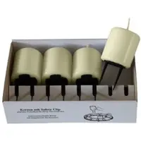Kopschitz Kerzen 4er Set Adventskerzen mit Safety Clip und Kerzenstecker (Haltekrallen) Antikgrün 6 x ? 5 cm