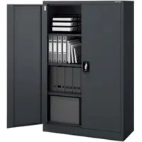 Jan Nowak Aktenschrank abschließbar KEVIN 4 Ebenen, Flügeltüren | Metallschrank Werkstatt Büroschrank aus Stahl Werkzeugschrank, 140x90x40cm Anthrazit