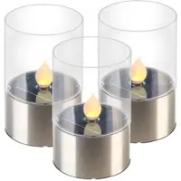 Lunartec 3er-Set Solar-LED-Windlichter "Lucy" mit nachgebildeter Kerzenflamme