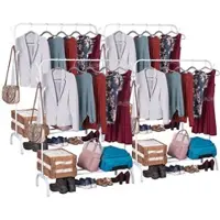 Carlo Milano 4er-Set Freist. Kleiderstange mit 8 Haken, 110 x 146 x 41 cm, weiß