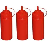 GVK 3 Stück rote Quetschflaschen 0,49 Liter Dosierflasche Spenderflasche Dressingflasche