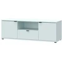 Forte GANYMEDE TV-Schrank 130, minimalistisches Lowboard, 2-türig, 1 Schublade, offenes Fach, Holzwerkstoff, Wohnzimmer, Secret Grey, 129,8 cm breit x 43,9 cm hoch x 41,3 cm tief
