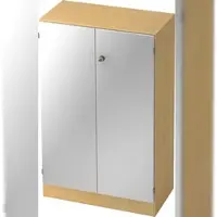 Bümö office Aktenschrank abschließbar, Büroschrank klein aus FSC-Holz, 80cm breit in Ahorn/Silber - abschließbarer Schrank, Büroschrank abschließbar,