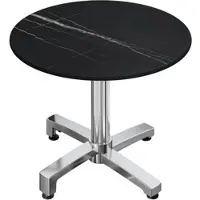 GGM Möbel CPBC | HPL Bistro Tisch | Ø:H 60 x 78 cm | Schwarz Marmor / Aluminium | Zusatzgewicht | Rund