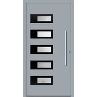 Haustuerenland.de Aluminium Haustür RC2 "CLARISSA" 78 mm Fenstergrau RAL 7040 beidseitig innen öffnend DIN rechts