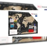 Allboards Metallische Magnettafel WELTKARTE SCHWARZ 90x60cm MetalBoards Memoboard für jede Art von Magneten Magnetpinnwand + 4 Marker, 10 Magnete