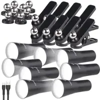 Lunartec 8er 3in1-Akku-Wand-, Klemm- und Taschenlampe, mit 3 Leuchtmodi,schwarz