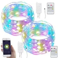 Autre 2er RGB-LED-Lichterdraht mit Musik-Steueurung, WLAN und App, USB, 10 m