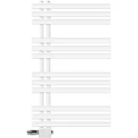 LuxeBath Badheizkörper Iron EM 600x1000 mm Weiß Seitenanschluss Anschlussgarnitur Thermostat Universal Eck- und Durchgangsform, Design , ohne Heizstab
