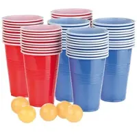 INFACTORY Trinkspiel-Set Bier Pong mit 60 Bechern (je 450 ml) und 5 Bällen