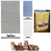 Framsohn Frottier Frottiertuch Handtuch Duschtuch Gästetuch 'Katzen' (Farbe: Gelb / Größe: Duschtuch 75 x 150 cm)