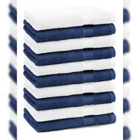 Betz 10 Stück Gästehandtücher PREMIUM 100%Baumwolle Gästetuch-Set 30x50 cm Farbe dunkelblau und weiß