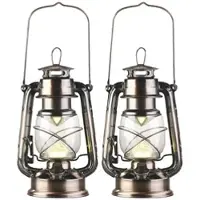 Lunartec 2er-Set helle LED-Sturmlampen, Batterie, 200lm, 3W, warmweiß, bronze