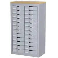 PaperFlow Schubladenschrank - 12 Reihen je 2 Schübe silber, 60.5x106.5x33.5 cm