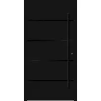 Haustuerenland.de Aluminium Haustür "FANNIE" 90 mm RC2 BLACKLINE Signalschwarz RAL 9004 beidseitig innen öffnend DIN rechts