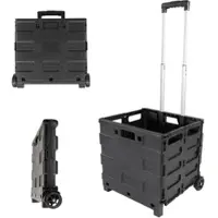 Lemodo Einkaufstrolley, Transporttrolley, faltbarer Transportwagen, fahrbare Transportbox schwarz