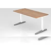 Proregal - Büromöbel mit top Leistungsdaten Schreibtisch Mika | Nussbaum | Weißes Gestell poliert | BxT 160x80cm | Arbeitshöhe 65-85cm | höhenjustierbar, 1cm Raster | C-Fuß-Gestell | Rechteckform