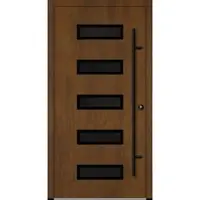 Haustuerenland.de Aluminium Haustür "AGADA" 82 mm RC2 BLACKLINE Golden Oak holzähnlich beidseitig innen öffnend DIN rechts