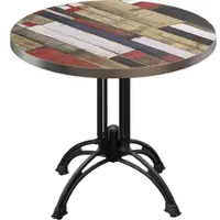GGM Möbel BMLG | Bistro Tisch | Ø 80 x 75 cm | Rund | Edelstahl Rand | Vintage Bunt / Schwarz