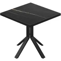 GGM Möbel BE | Bistro Tisch | 60 x 60 x 74,5 cm | Quadratisch | Schwarz Rand | Schwarz Marmor / Schwarz