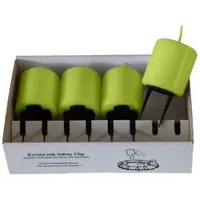 Kopschitz Kerzen 4er Set Adventskerzen mit Safety Clip und Kerzenstecker (Haltekrallen) Limonegrün 6 x ? 5 cm
