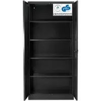 Proregal Stahlschrank BEE mit 5 lackierten Fachböden | HxBxT 195x92x60cm | Schwarz-Schwarz | Werkstattschrank Werkzeugschrank Aktenschrank