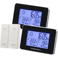 Pearl 2er-Set Wetterstation, Funkwecker, Thermo-/Hygrometer, Außensensor