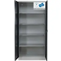 Proregal Stahlschrank BEE mit 10 lackierten Fachböden | HxBxT 195x92x42cm | Grau-Schwarz | Werkstattschrank Werkzeugschrank Aktenschrank