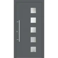 Haustuerenland.de Haustür mit Fingerprint "ELISABETH" 79 mm RC2 Basaltgrau RAL 7012 innen öffnend DIN links
