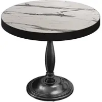 GGM Möbel BD | Bistro Tisch | Ø 70 x 78 cm | Rund | Schwarzer Rand | Weiß Marmor / Schwarz