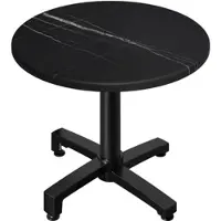 GGM Möbel WBO | Bistro Außen Tisch | Ø:H 70 x 78,5 cm | Schwarz Marmor / Schwarz | Rund | Klappbar + Zusatzgewicht
