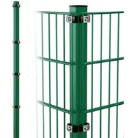 Voss.garden Doppelstabmattenzaun Eck-Zaunpfosten + Klemmen, 260cm, grün, zum Einbetonieren