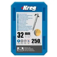Kreg Verzinkte Taschenlochschrauben | Feingewinde | Länge 32mm, 250 Stück