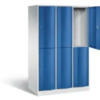 C+P Garderobenspind Resisto, 3 Abteile, 6 Fächer, B 1148 x T 640 x H 1950 mm, Lichtgrau/Clowngrün