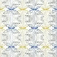 Mank Tissue Serviette Ludo in Blau-Gold, 40 x 40 cm, 100 Stück - Ornamente Retro Kreise