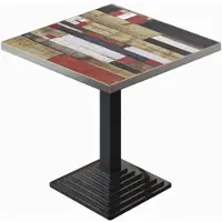 GGM Möbel BPY | Bistro Tisch | 80 x 80 x 78,5 cm | Quadratisch | Edelstahl Rand | Vintage Bunt / Schwarz