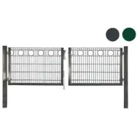 Meingartenversand.de Drahtzaun Tor 6/5/6 - anthrazit (RAL 7016) - 300 x 120 cm - Doppeltor mit Kreisen - 2-flügelig - 3,0 m Breite - Zauntor für Schmuckmatten & Zierzäune