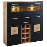 Innostyle Highboard Sonate Schwarz/Eichefarben